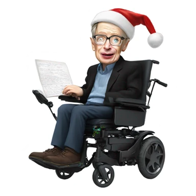 Stephen hawking with a Christmas hat sticker