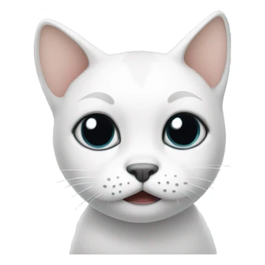 crying white cat with black spots sticker