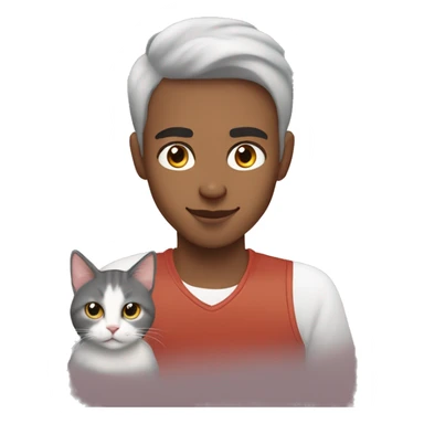 Moroccan young man with a chinchilla colored British short haired cat sticker