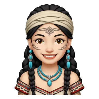tribal girl Tattooed, white skin, smile sticker