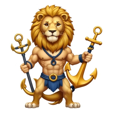 strong lion with an anchor sticker