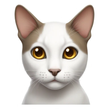 white cat with a grey and brown spot on the top of the head sticker