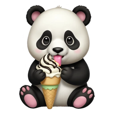 Panda eating ice cream sticker