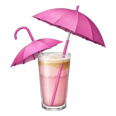 coconut drink with pink umbrella and a pink straw sticker