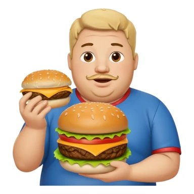 fat guy holding burger sticker