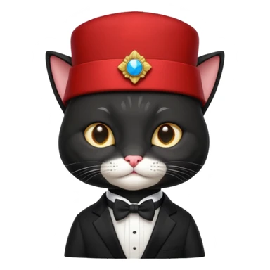 black suited cat with fes hat sticker