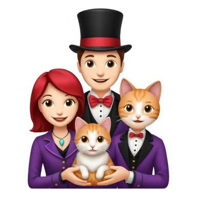 magician couple and their pet cat sticker