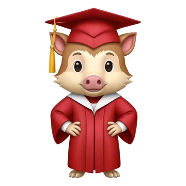 Razorback wearing cap and gown  sticker