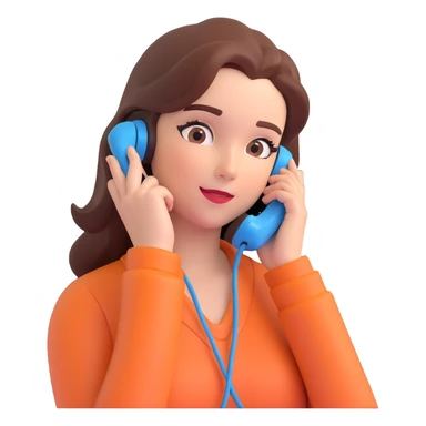 girl talking on phone bedroom background, close up pose sticker