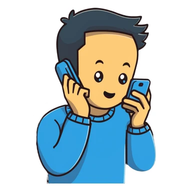 embarrassed man looking at mobile phone sticker