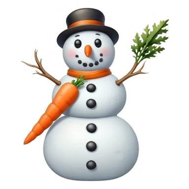 snowman with carrot bellow his belly button sticker