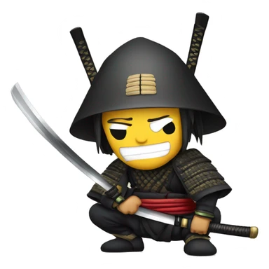 samurai on knee with katana in kabuto sticker