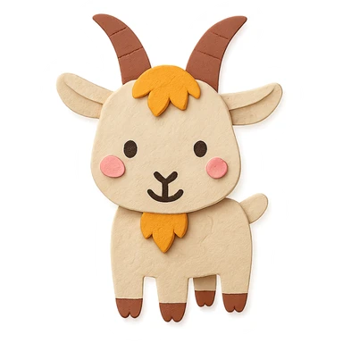 cute cartoon goat, paper craft style sticker