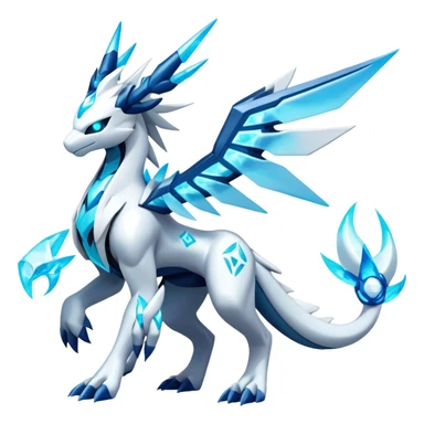Futuristic Kyurem-reshiram-Glaceon-dialga-suicune-hybrid, full body sticker