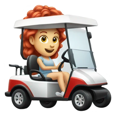 Red hair lady driving golf cart sticker