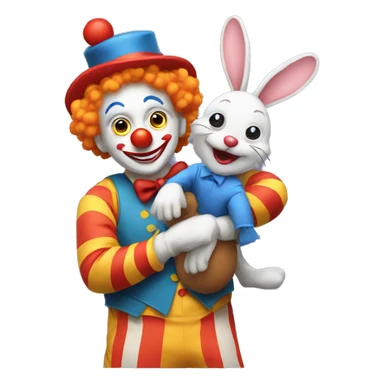 Clown pulling a rabbit out of a hat sticker