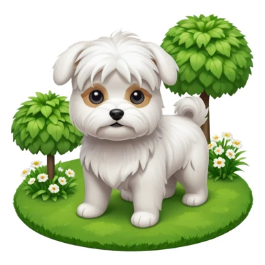 Maltese dog in a garden isometric sticker