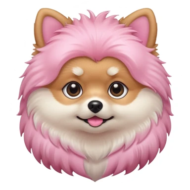 cute fluffy pomeranian dog emoji, pastel pink style, big shiny eyes, kawaii, soft lighting, simple clean icon, transparent background, twitch emote sticker