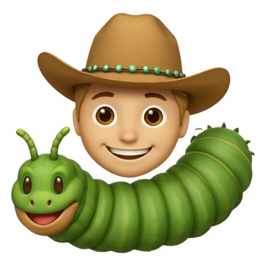 Cowboy emoji mixed with caterpillar emoji sticker