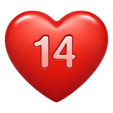the number "14" in a red heart sticker