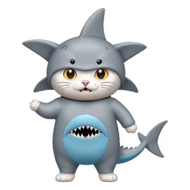 cat wearing a shark costume sticker