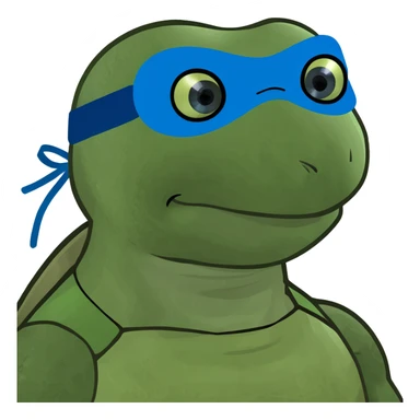 ninja turtle wearing blue eye mask eating blue cake sticker