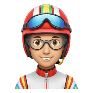 horse race jockey portrait, head and shoulders only, wearing colorful racing helmet and goggles, sporty uniform collar, confident smile, 3D cartoon, mobile game icon style, clean background, no text, no watermark
 sticker
