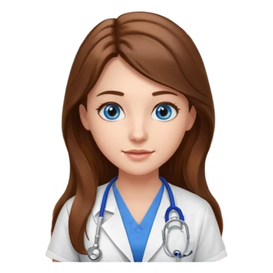 pretty female nursing student with long brown hair, blue eyes inside a classroom at university sticker