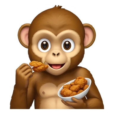 Fried chicken eating a black monkey sticker