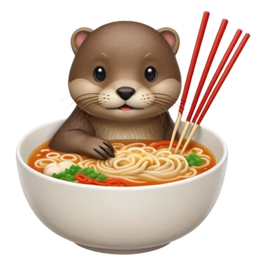 Otter eating ramen sticker