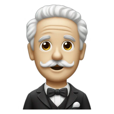 Charlie Chaplin without hat and hair and a  on the left and a toothbrush moustache sticker