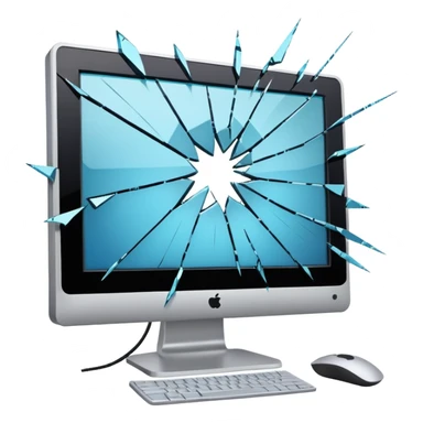 Broken computer monitor with no face  sticker