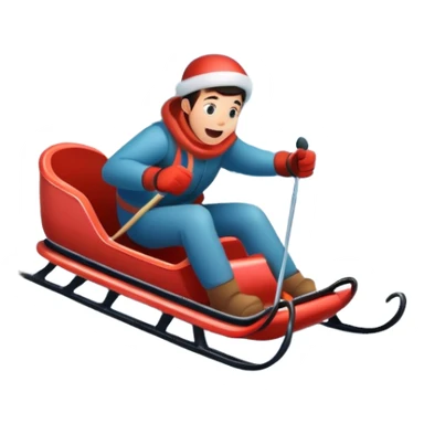 An icon featuring a sleek sled speeding down a snowy hill, with a snowy landscape and pine trees in the background. The motion lines and slight snow spray emphasize the thrill of the ride. Transparent background highlights the excitement and fun of sledding. sticker