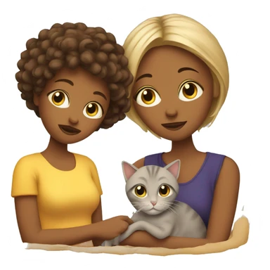 Mommy's with two daughters and a cat sticker