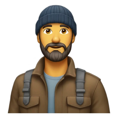 homme 35 ans  barbe avec béret et écouteur sans fil   sticker