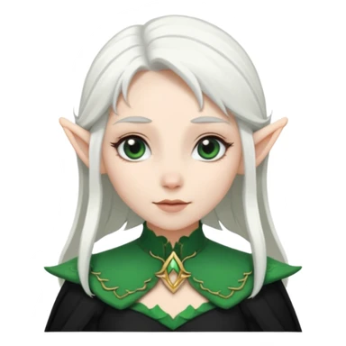 woman elves with white hair black dress  sticker