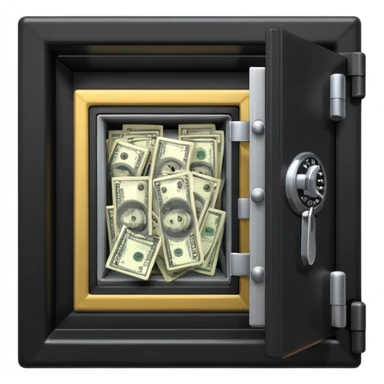 caja fuerte abierta con dinero sticker