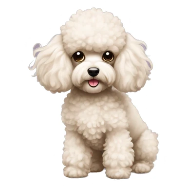 Scruffy off white toy poodle with long ears sticker