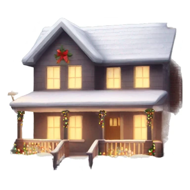 house with cozy Christmas lights and snow sticker