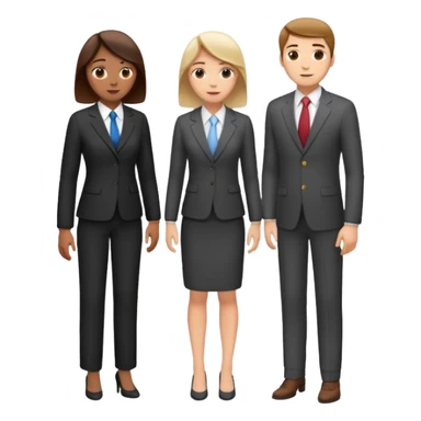 standing and saying goodbye 3 of coworkers to right side, full body view sticker