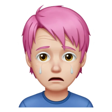 man crying with pink hair sticker
