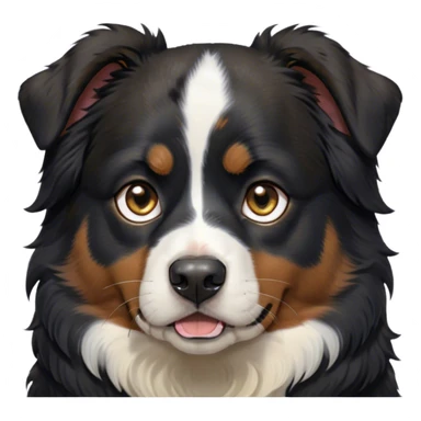 Cinematic Meme-Worthy Grumpy Black Tri Australian Shepherd Portrait Emoji, Head held high but eyes filled with dramatic disappointment, smooth black fur with distinctive white and tan patches, deeply furrowed brow forming an unmistakable scowl, floppy ears slightly angled back in disapproval, piercing dark eyes glaring with pure exasperation, Simplified yet hilariously over-exaggerated features, highly detailed, glowing with an aura of supreme annoyance, high shine, exhausted yet judgmental, stylized with an almost regal pettiness, bright but brooding, soft glowing outline, capturing the essence of a pup that has seen it all and is thoroughly unimpressed, so meme-worthy it feels like it could instantly become the next viral sensation of grumpiness! sticker