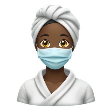 Black woman smiling with a face mask on and a towel covering her hair  sticker