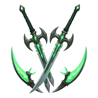 Warglaives from World of Warcraft, curved dual blades, Illidan Stormrage's weapons sticker