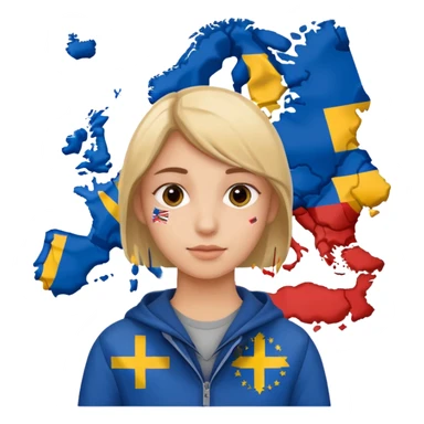 Europe styled student. Europe map with flags inside of the map is on the background  sticker