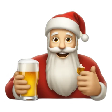 Père Noël qui offre un verre de bière à un enfant comme cadeau sticker
