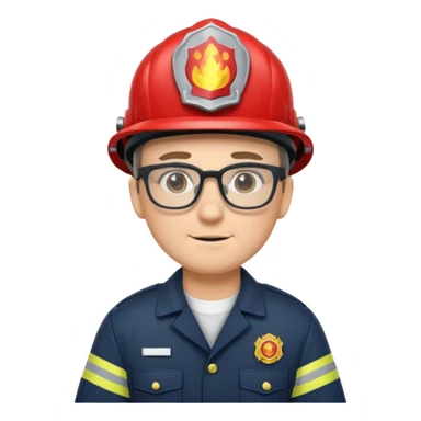 glasses fireman with uniform sticker