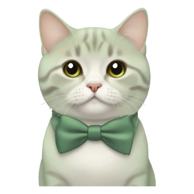 Aesthetic fat British short hair with sage green bow tie sticker