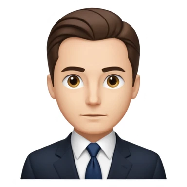 gentleman, Caucasian, brown slicked back hair, black suit, navy tie, formal style sticker