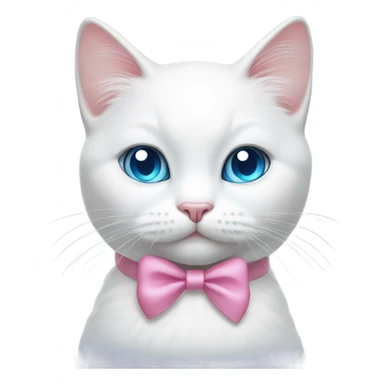 white cat with a pink bow and blue eyes sticker